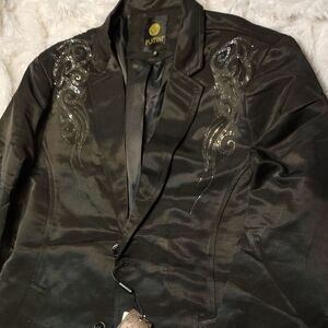 Platinum Men's Black Embellished Jacket